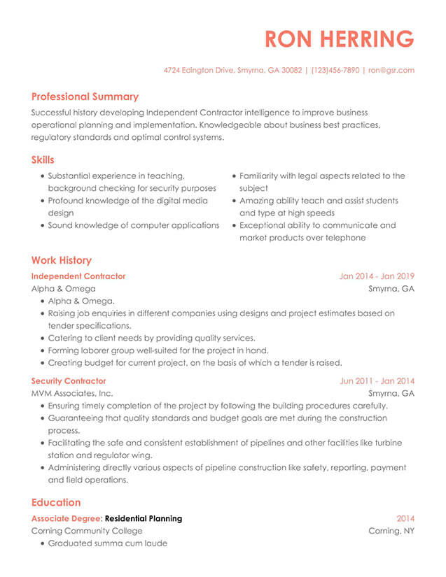 Modern Contempo Peach Resume Template