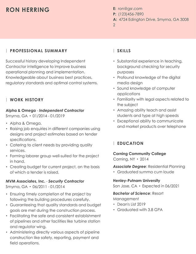 Modern Essence Peach Resume Template