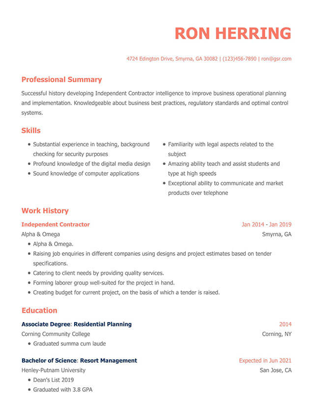 Modern Peach Resume Template