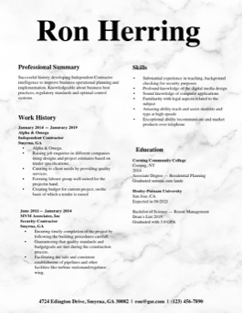 Free creative Marble resume