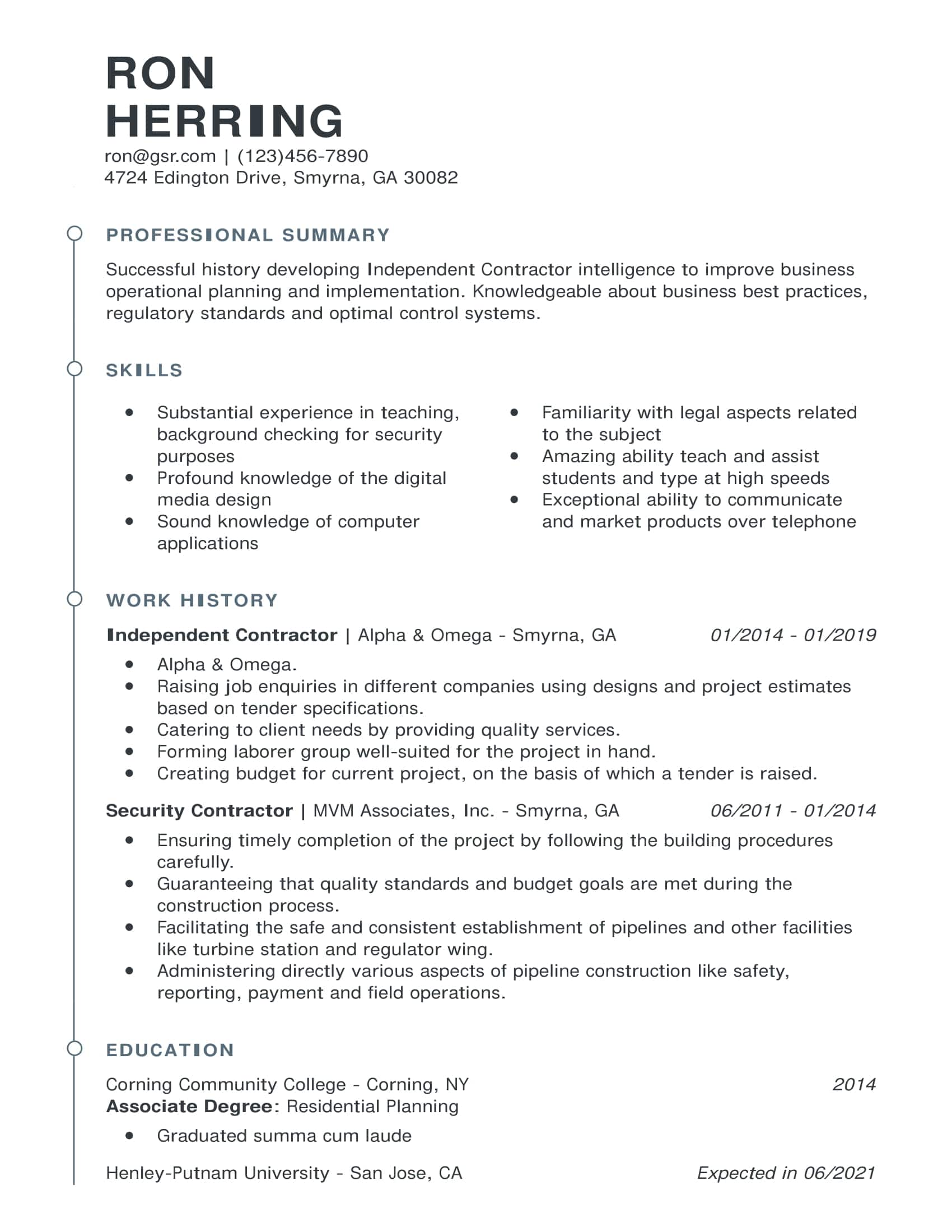 Professional Esteemed Gray Resume Template