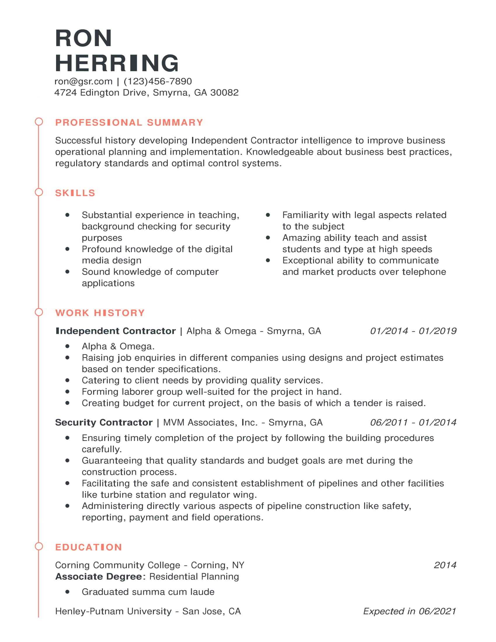 Professional Esteemed Peach Resume Template