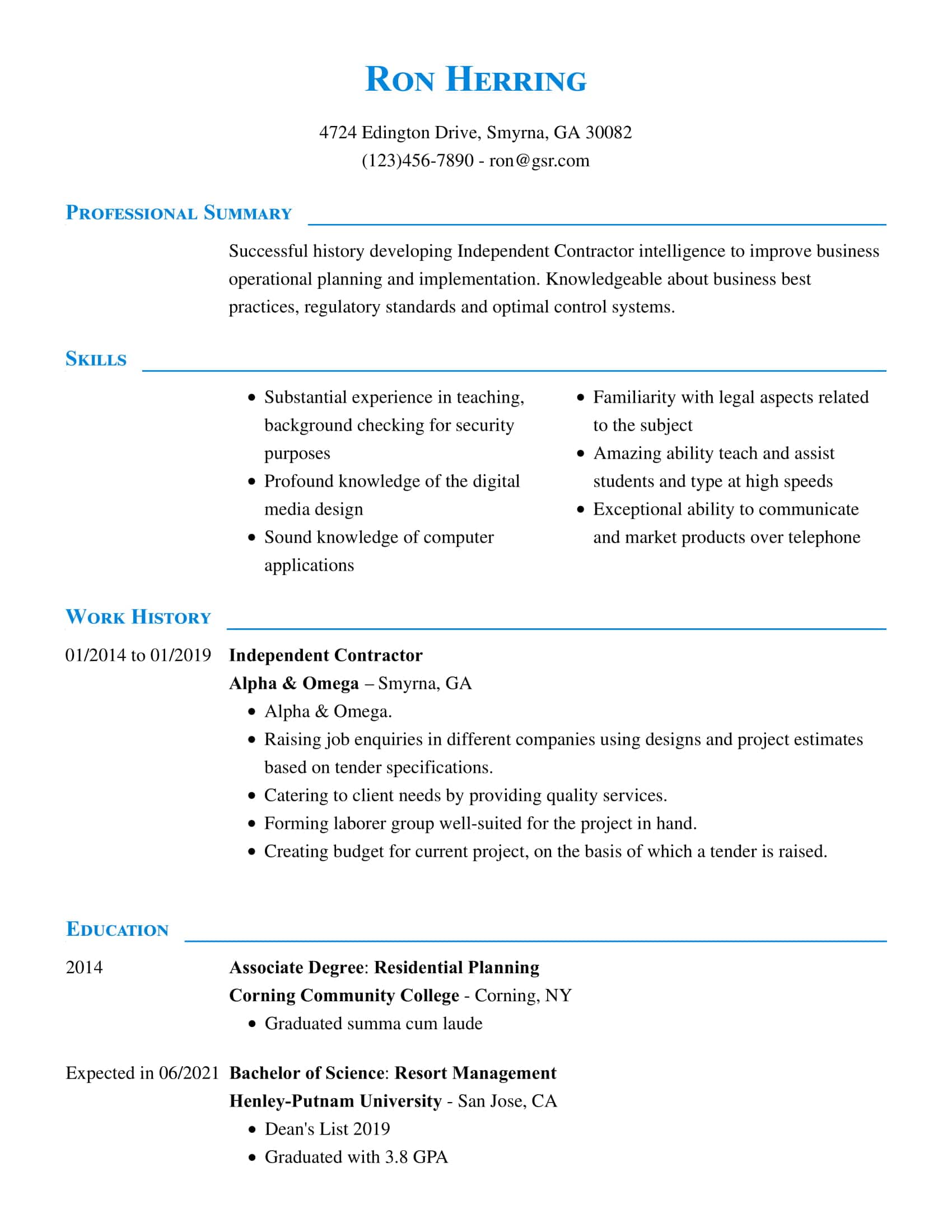 Professional Executive Blue Resume Template