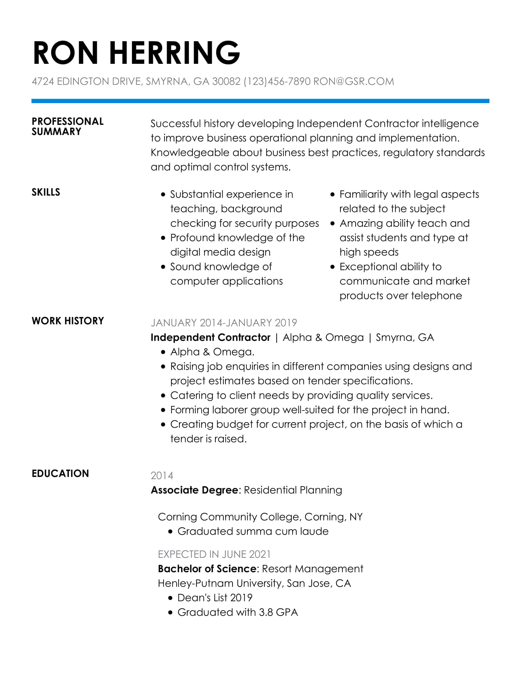 Simple Insightful Blue Resume Template